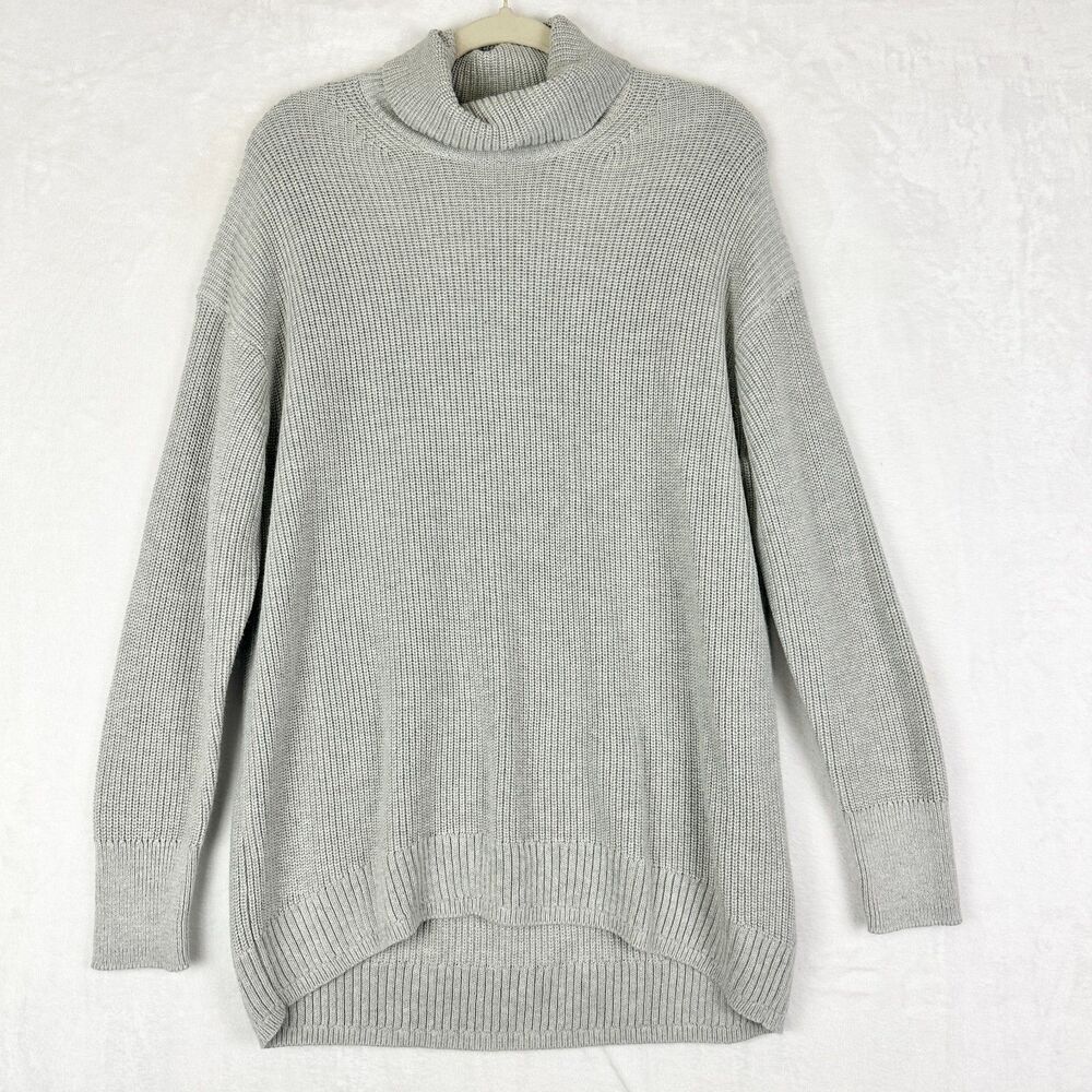J Crew Womens Ribbed Cotton Cashmere Blend Relaxed Turtleneck Sweater Medium NWT